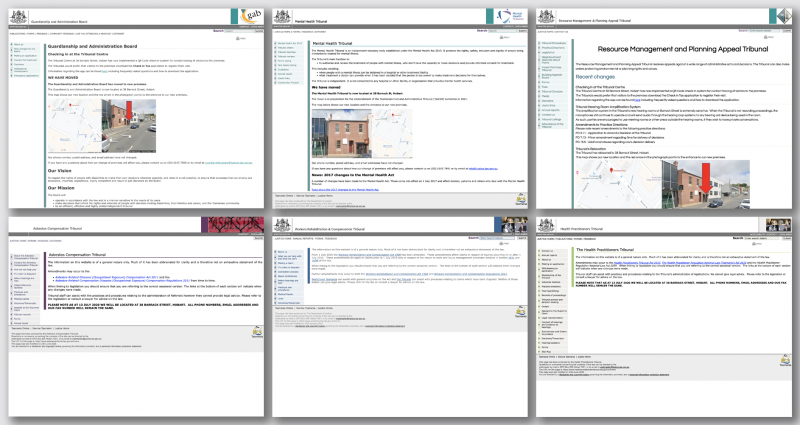 The original tribunal websites using the old template
